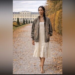 Anthropologie NWT Floral Embroidered Bomber Jacket size XS.